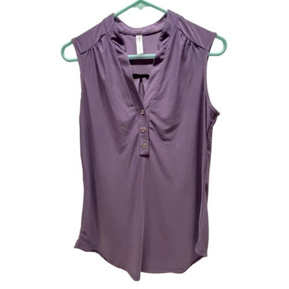 PerSeption Concept Sleeveless Blouse Women's Medium‎ Purple Button Up Career Top